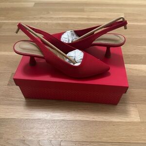 Kelly & Katie Red Knit Slingback Heels
